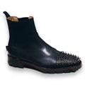 Men's black high-top business casual leather shoes with cowhide upper and leather sole