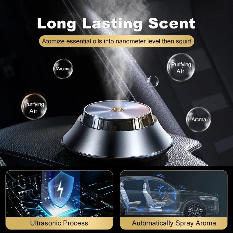 Black metal car perfume diffuser with butterfly design and USB cable