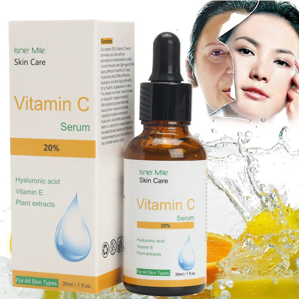 30ml bottle of Vitamin C undiluted serum essence for brightening and hydrating facial skincare.