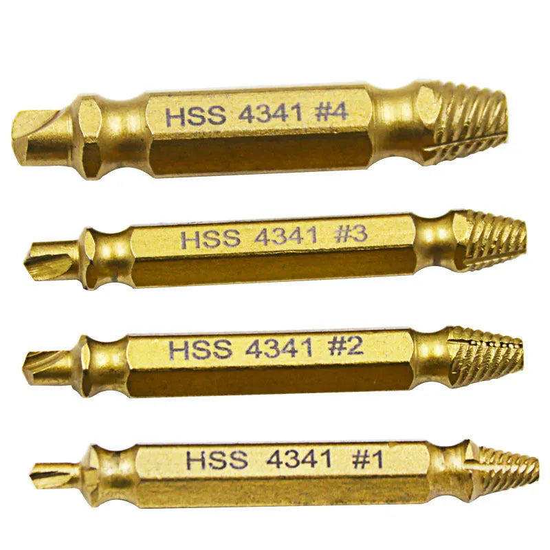 4341 high-speed steel screw extractor set of 5 tools for removing stripped and rusted screws