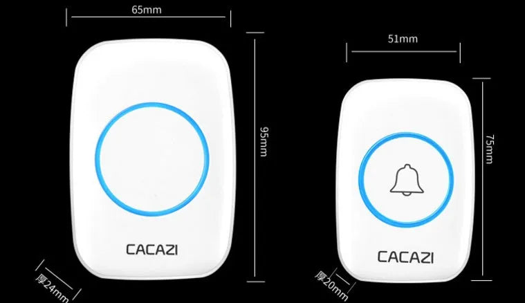 Wireless doorbell transmitter and mains receiver with 300m range available in black and white