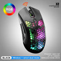 Free Wolf X2 wireless gaming mouse in multiple colours showing RGB lighting and dual-mode connectivity.
