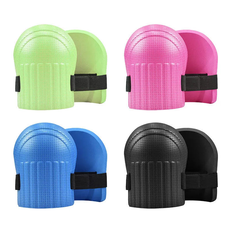 Pair of EVA foam kneepads in blue with 11mm thick cushioning for construction and DIY work.