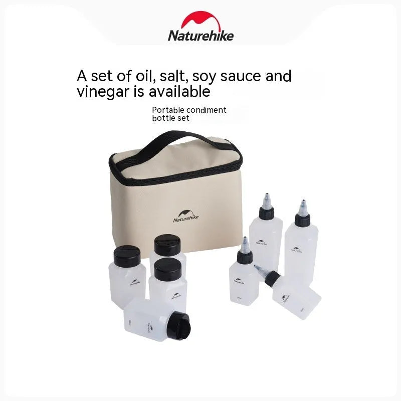 Naturehike six-piece plastic seasoning bottle set for outdoor cooking and camping