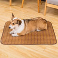 Brown rattan fibre dog cooling mat for summer use in multiple size options