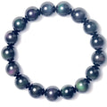 Rainbow eye obsidian bracelet with green, purple and gold colour eye beads in 8mm to 20mm sizes