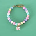 Colourful macaron pearl pet headdress collar and bracelet set for small animals in six colour options.