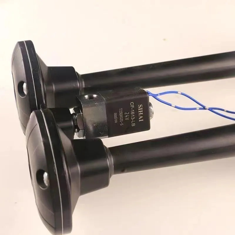 Black dual trumpet 300dB universal air horn kit for 12V and 24V vehicles