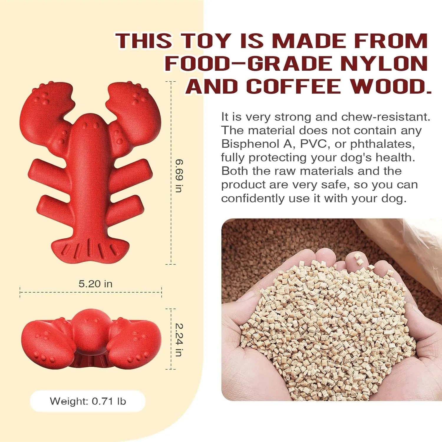 Red hard dog chew toy for aggressive chewers measuring 170mm for large breed dogs