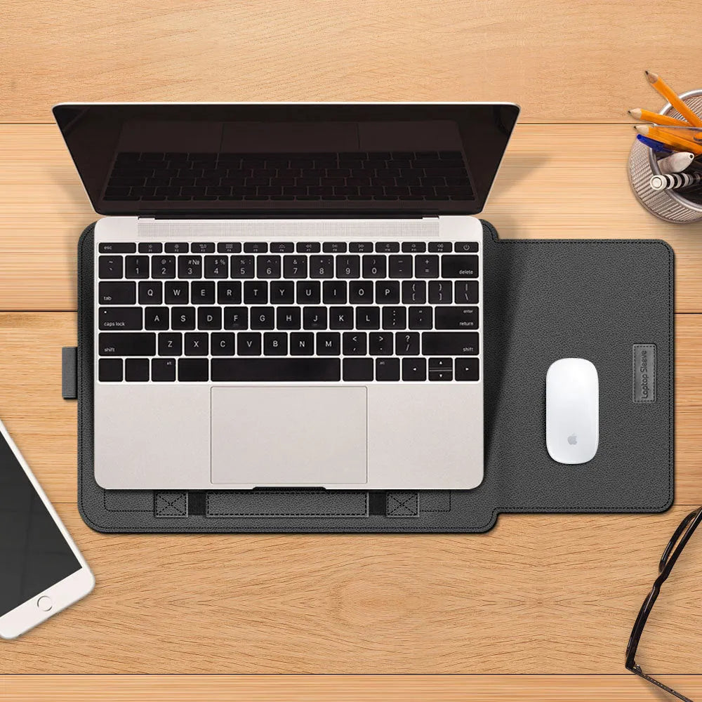 Universal PU leather and TPU laptop sleeve in green, black, brown, red, grey or navy blue for 11 to 15 inch laptops
