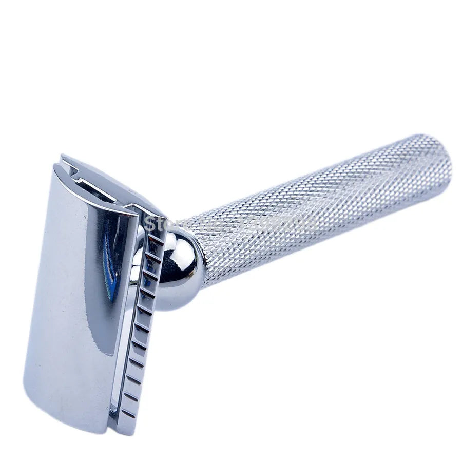 CSB men's shaving set with double edge razor, badger hair brush, chrome stand, and zinc alloy soap bowl