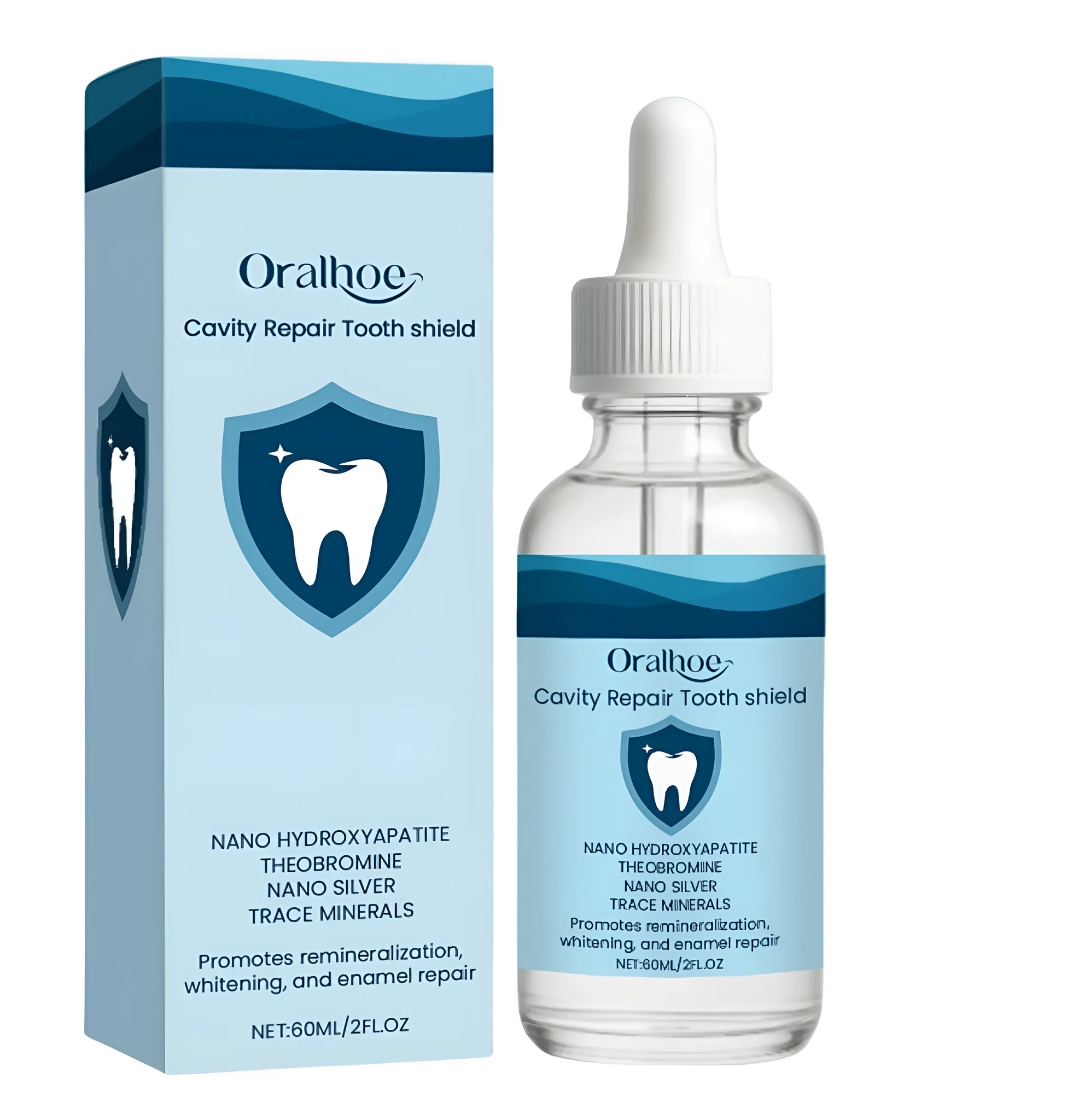 60ml bottle of hydroxyapatite dental restorative fluid with colloidal silver oral care solution