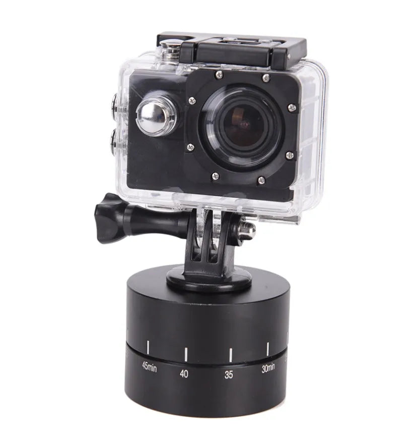 Lapse 360-degree auto rotate camera tripod head for GoPro and DSLR cameras