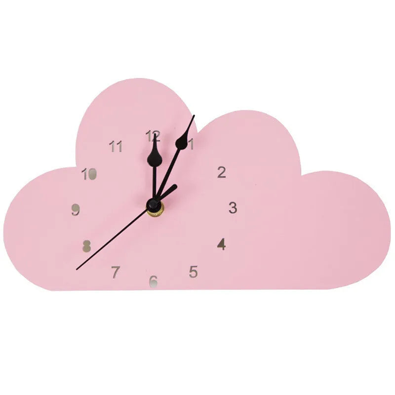 Wooden cartoon wall clock featuring playful alien, rabbit, or swan design in colours like pink or grey.