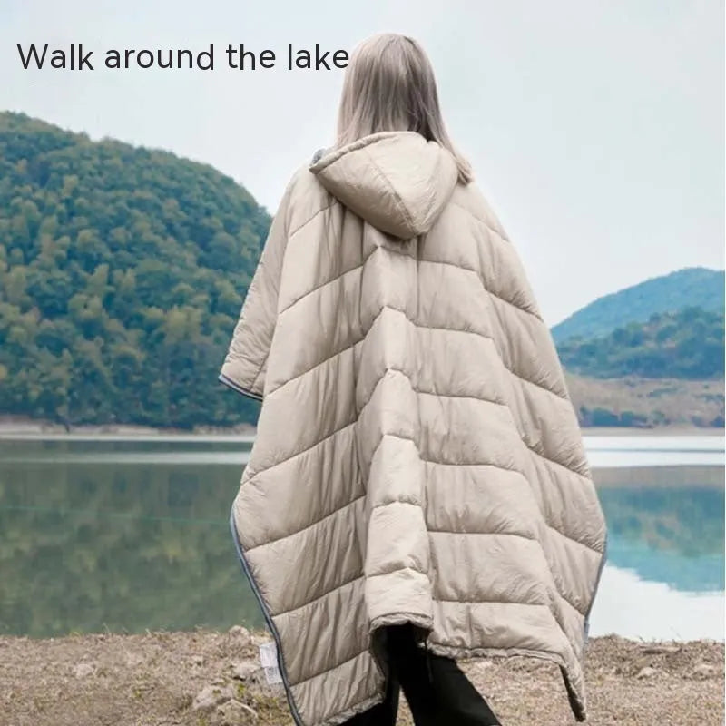 Outdoor cloak sleeping bag wearable cape in Army Green colour for camping