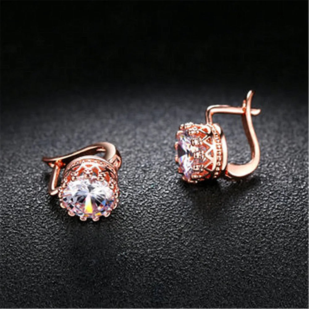 Korean retro crown ear clips in rose gold or white gold colour on copper base