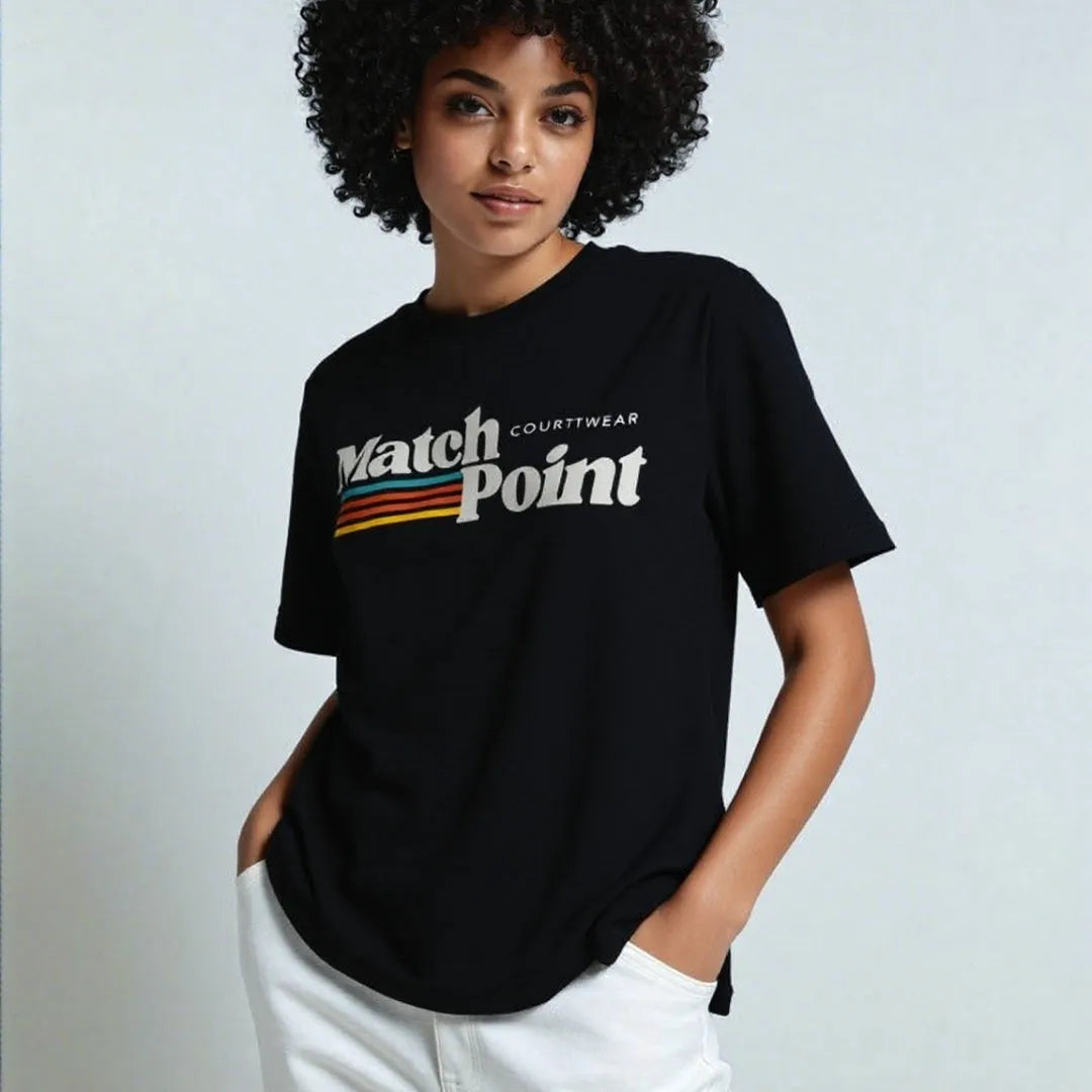 Men's black t-shirt with a 3D digital printed pattern, round neck, and short sleeves.