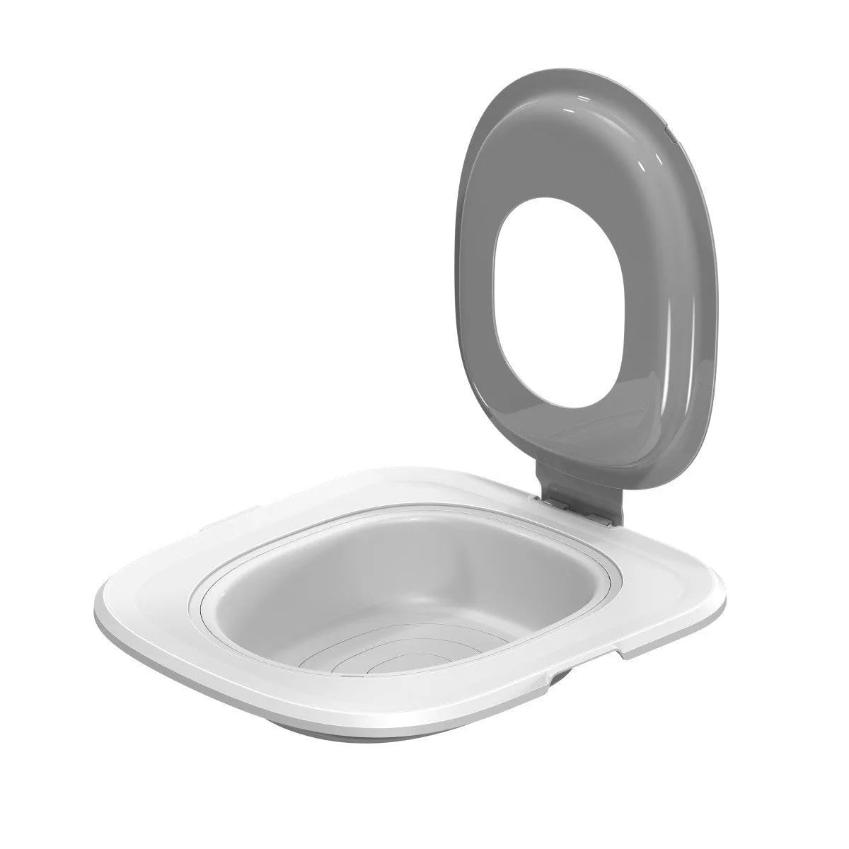 Fifth generation cat toilet trainer in ABS plastic showing new shape design