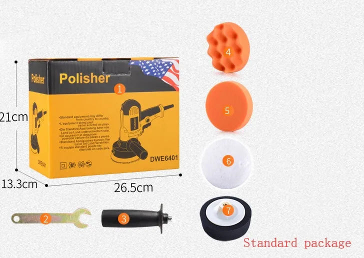 Yellow 700W car polishing machine with 125mm disc and copper motor construction