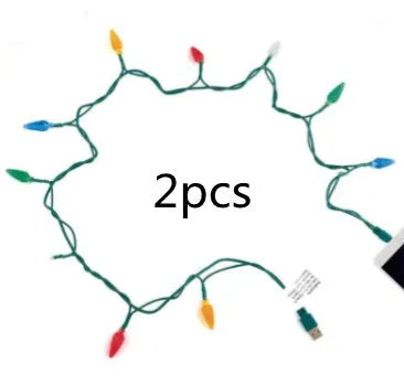 Green Christmas LED USB charging cable with 10 flashing lights for device charging and room decoration