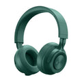Wireless Bluetooth sports headset in black, green, grey, or red colours with over-ear design.