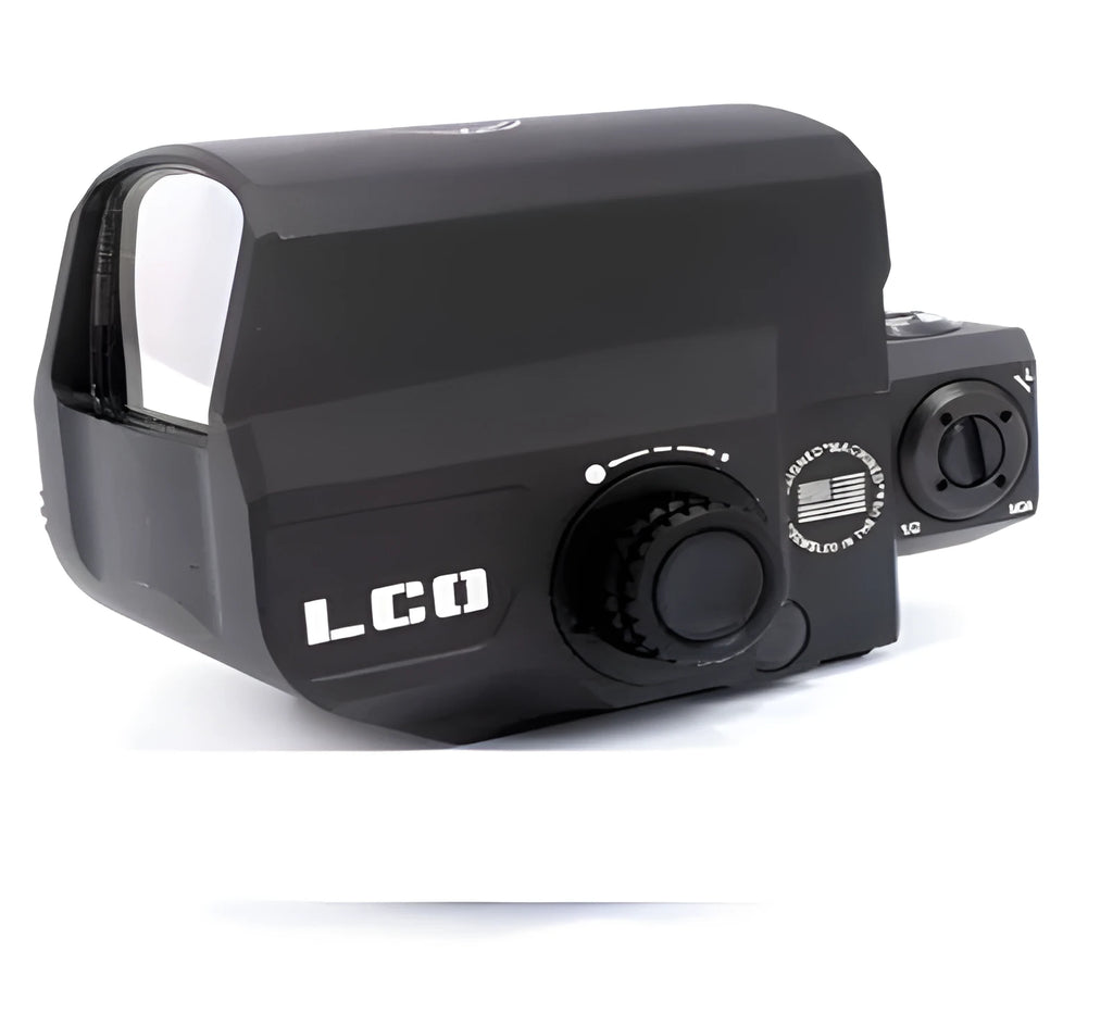 LCO tactical red dot sight with holographic reflex system mounted on 20mm rifle rail