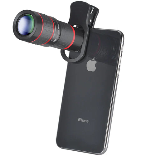 20x magnification universal mobile phone telescope with clip and eye mask on a smartphone