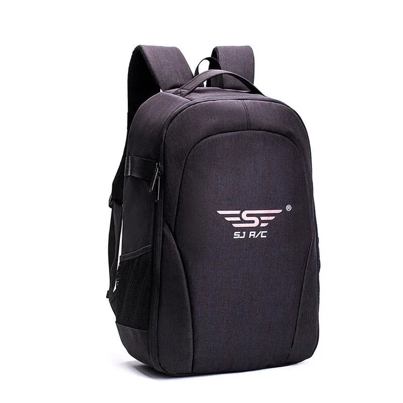 Black Oxford cloth drone backpack with multiple compartments for UAV equipment