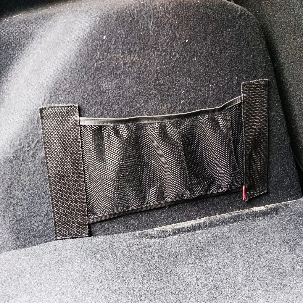 Elastic polyester storage net for car boot organisation in two size options.