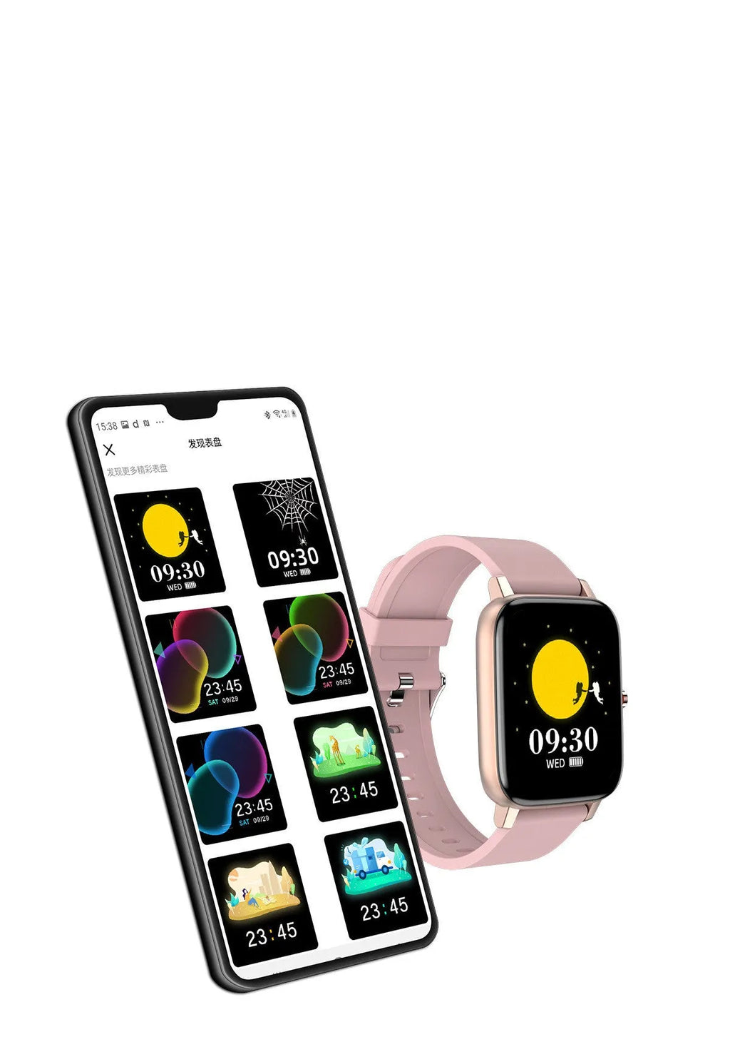 H80 Fashion Sports Smart Watch in black on wrist, showing ECG and blood oxygen monitoring on screen.