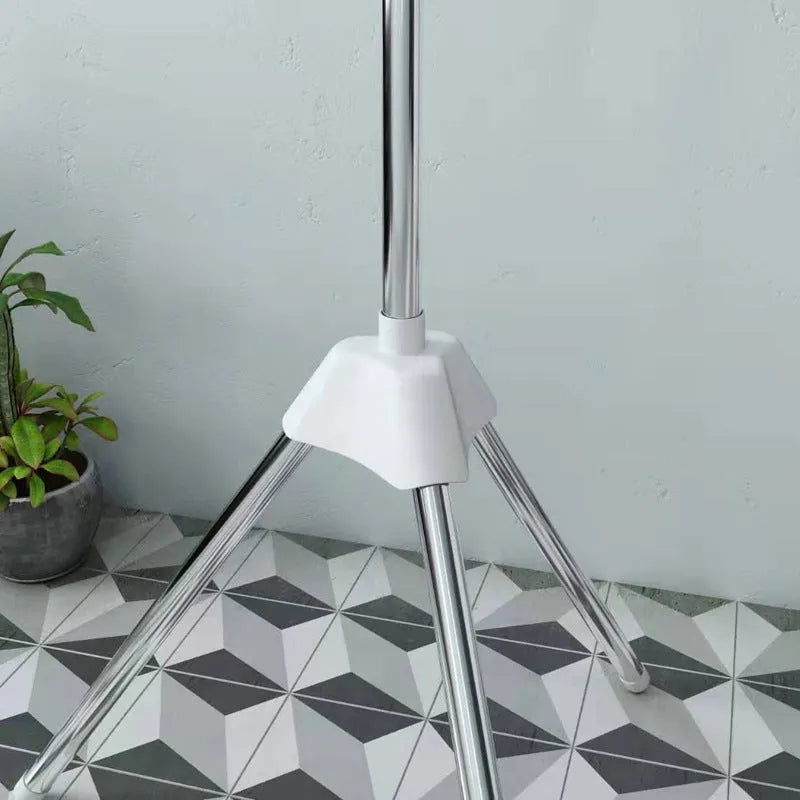 Stainless steel three-layer mobile drying rack with plastic clips for socks and trousers