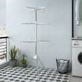 Stainless steel three-layer mobile drying rack with plastic clips for socks and trousers