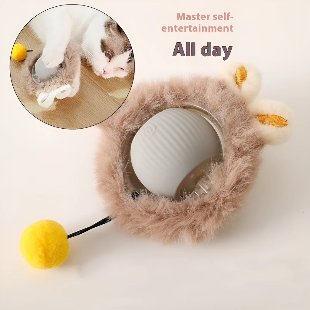 Silicone cat rolling ball toy in multiple colour options with optional rope attachment