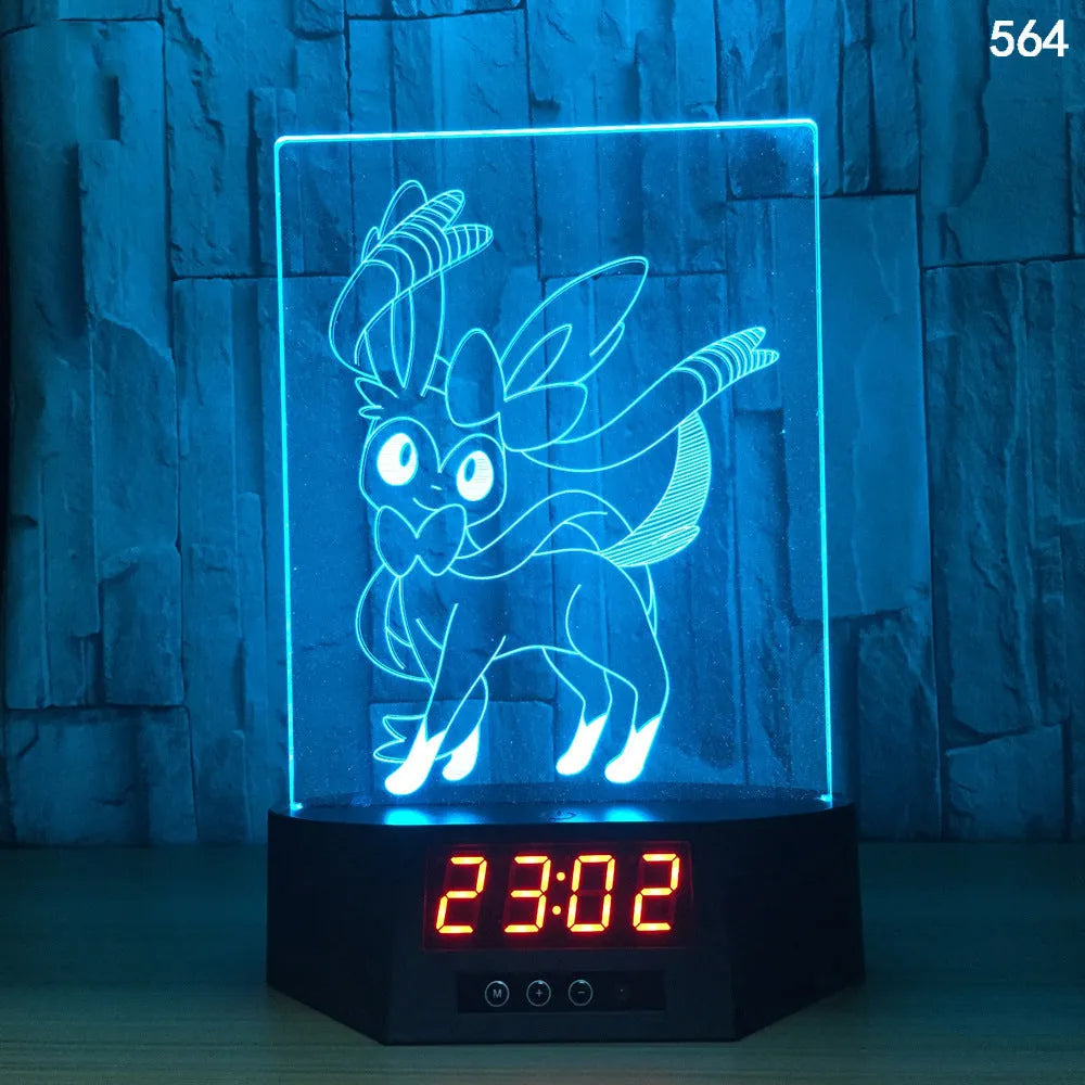 Glowing blue dolphin 3D LED table lamp with remote control on a wooden surface.