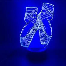 3D ballet shoes LED night light with remote control showing seven colour options on acrylic panel with ABS base
