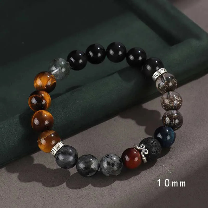 925 silver hoop mantra bracelet with Black Myth Wukong design, unisex handmade style with stone colour options