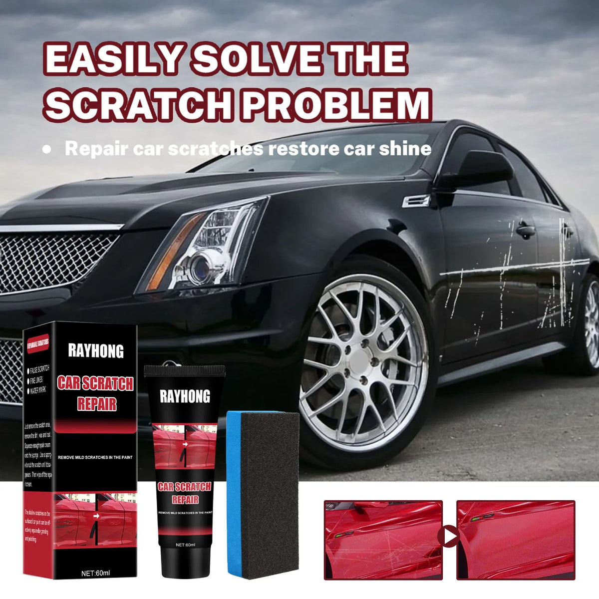 60ml car scratch repair wax tube with applicator for paint surface scratch removal and polishing