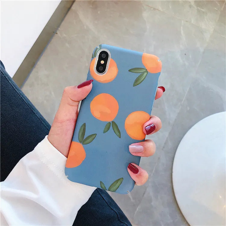 Orange retro design plastic back cover case for Apple iPhone with water and blue background