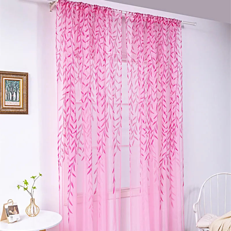 Willow wicker print rod pocket polyester curtain panel, 100cm x 270cm, for living room or balcony