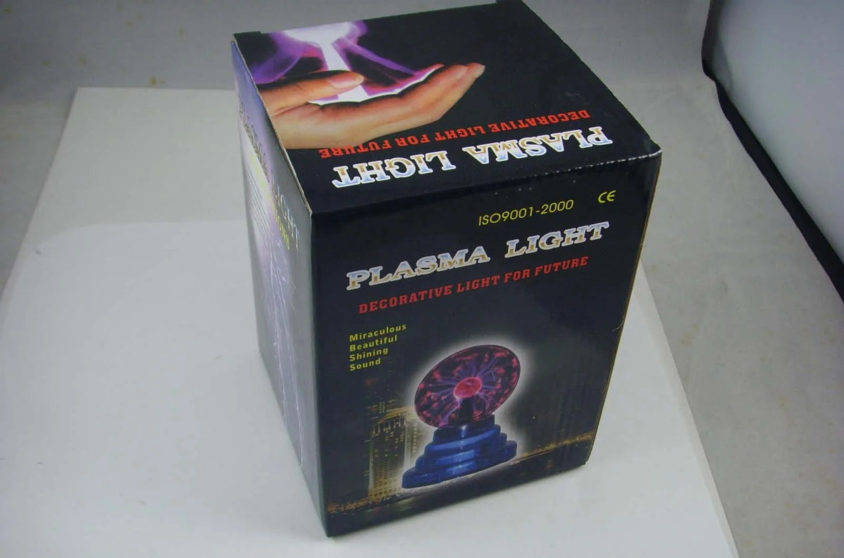 Coloured glass magic ball light on a white ABS base with a USB cable.