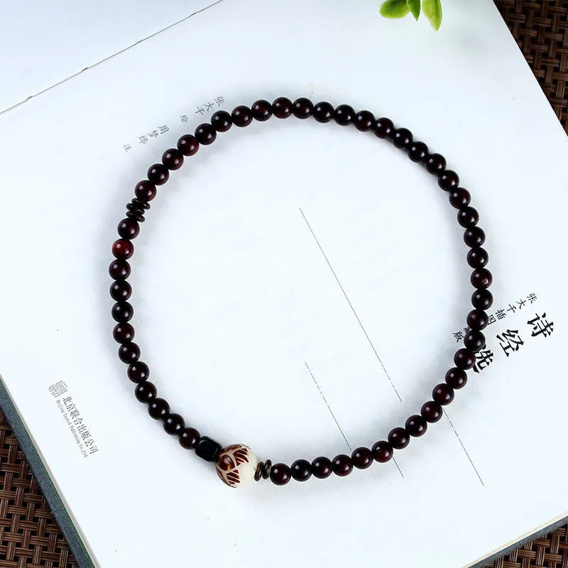 Rosewood double-ring bracelet with floral design measuring 10mm