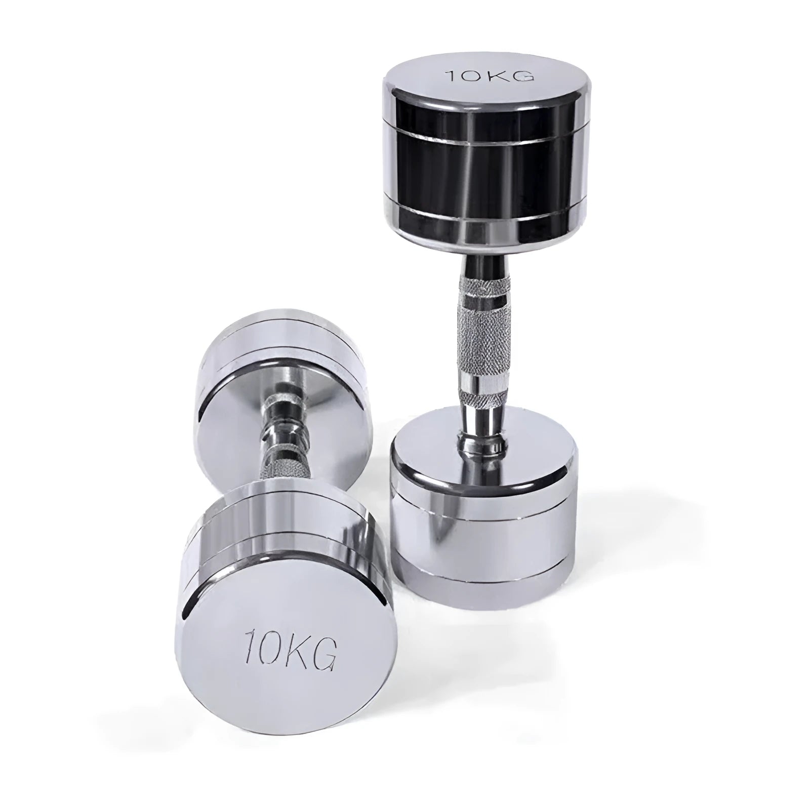 Silver pure steel dumbbell with ergonomic handle for strength training