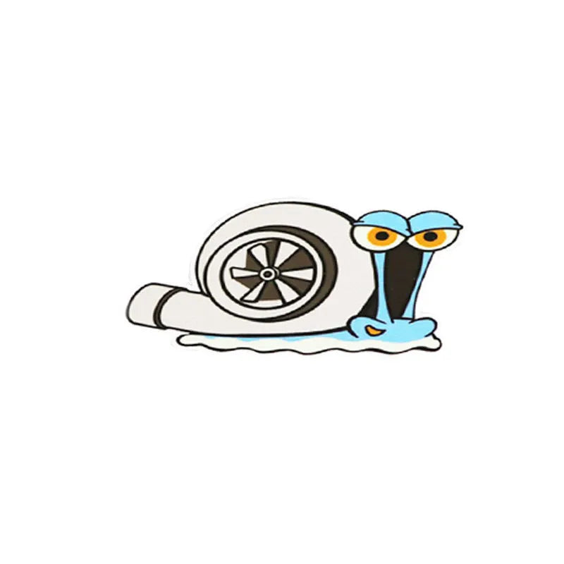 Reflective cartoon snail car bumper sticker measuring 12 by 8 centimetres