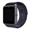 Black smart watch with 1.54 inch touch screen and silicone strap on a wrist