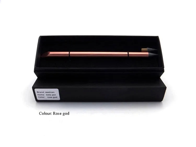 Inkless metal pen with alloy steel tip in choice of five colours, includes spare nib and pen bag.