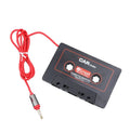 Black car cassette adapter for connecting MP3 players and smartphones to vehicle cassette decks