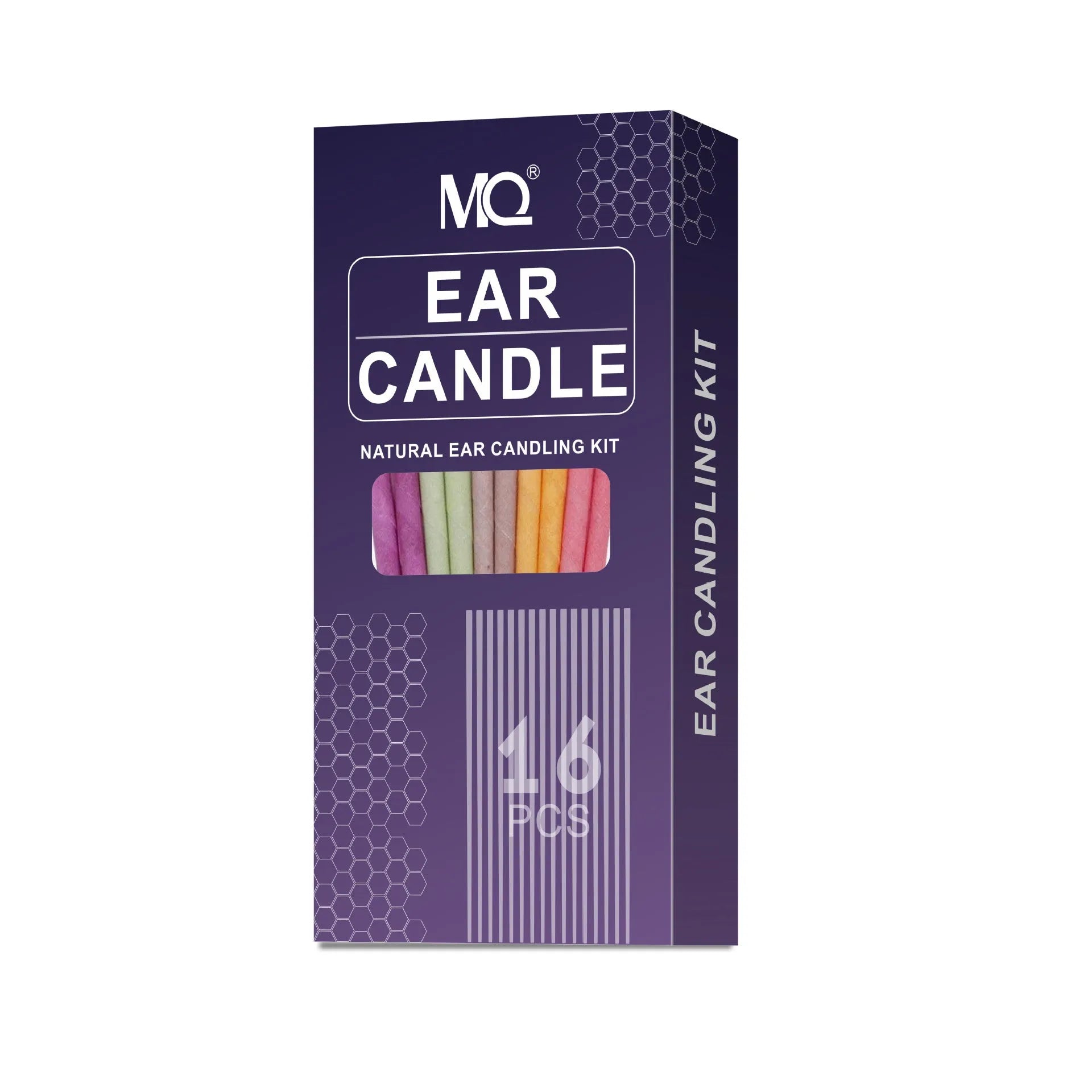 Ear candles health massage set with 16 cotton cloth candles, 8 protection boards, and 16 cotton swabs