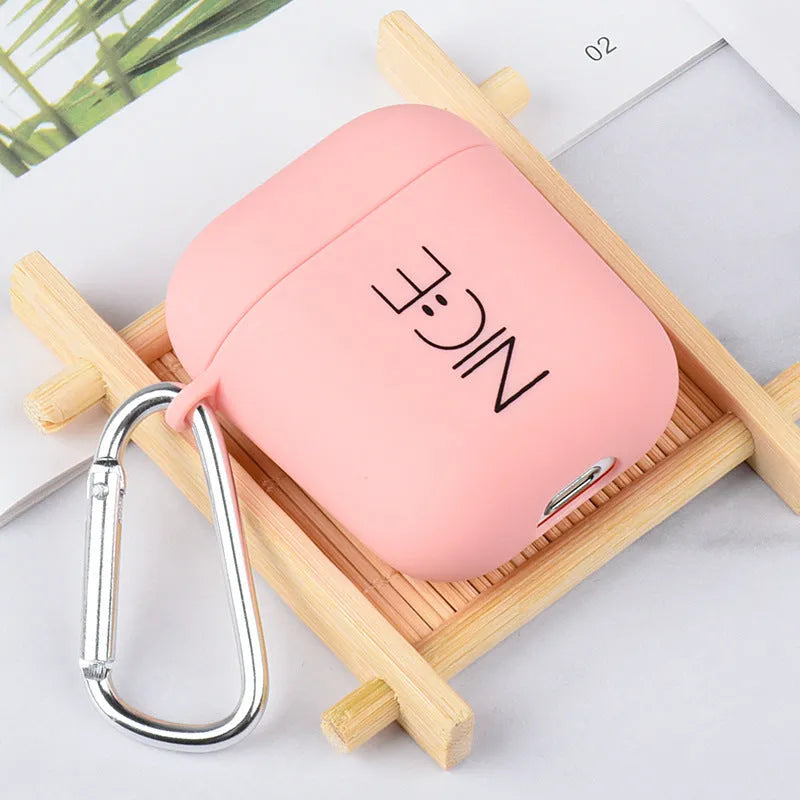 PC AirPods case cover with decorative designs in black and pink colour options