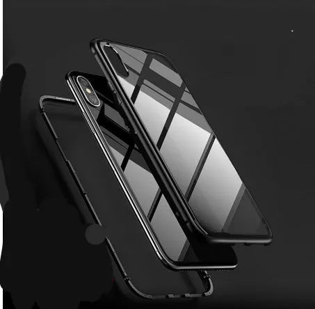 PC and metal back cover phone case for iPhone and Samsung, available in silver, black, red edge and solid white