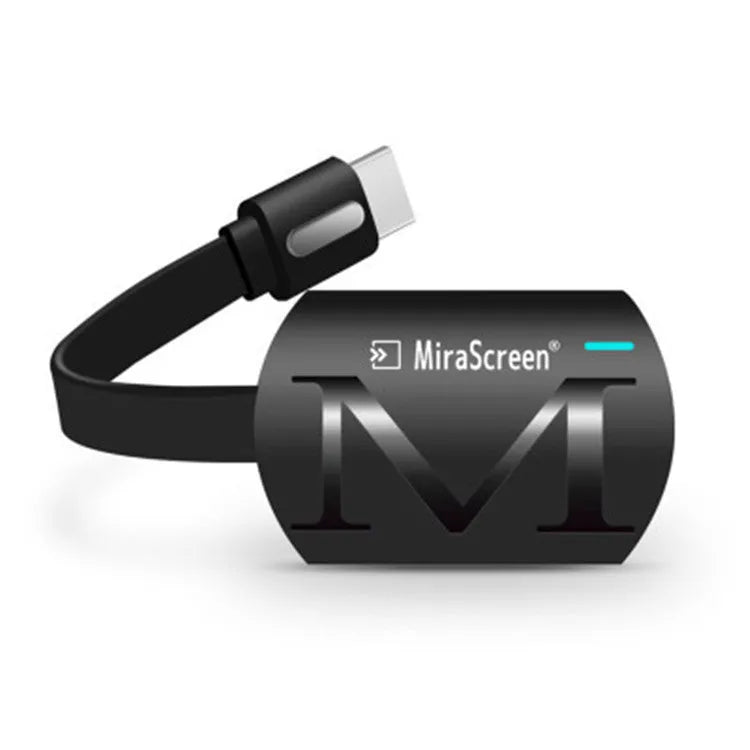 Black USB HDMI screen mirroring dongle for smart phones with 52mm compact size.